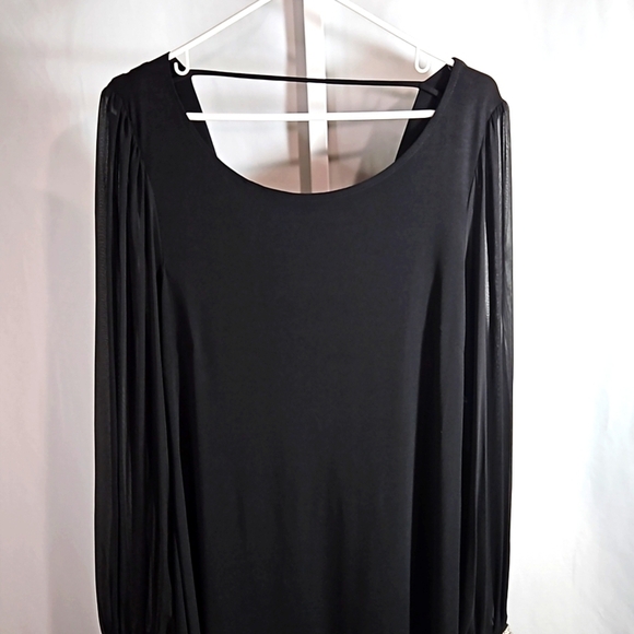 Bisou Bisou Size 14 Womens Black Dress With Bejeweled Sleeves - Picture 2 of 8